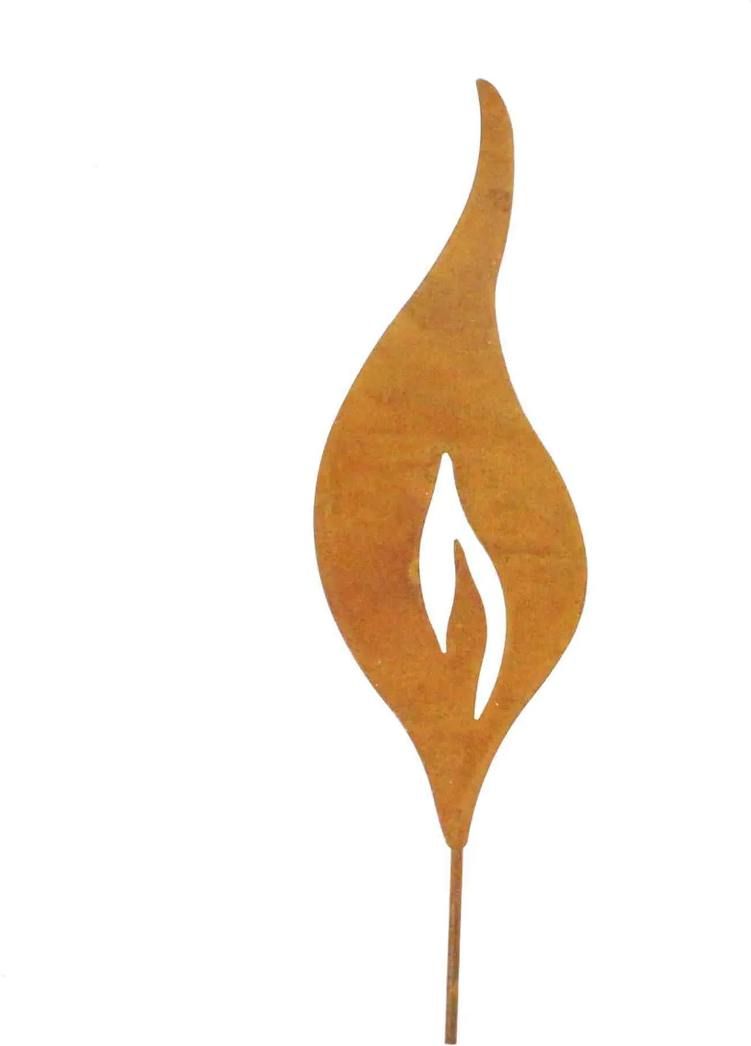 Floral-Direkt – Metall-Gartenstecker „Flamme“ 18 × 6,5 cm (Rostoptik)