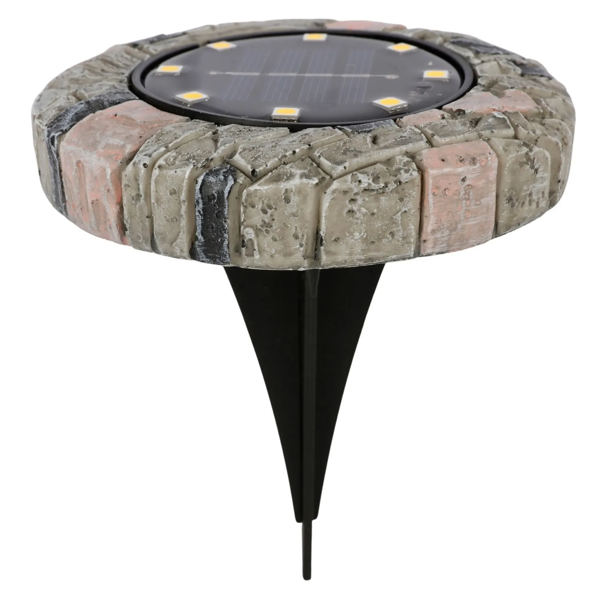 Buri LED Solar Gartenleuchte Steinoptik – warmweiß – Bodenstecker – 12,5 cm